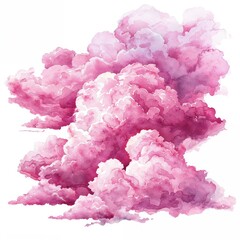 Fototapeta premium Vivid pink clouds billowing gracefully against a clear sky at sunset, showcasing nature's beauty