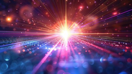 Fototapeta premium Vibrant bursts of light radiate in a captivating display of colors, creating a stunning visual experience of energy and movement.