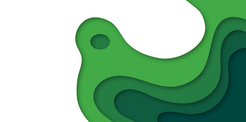 Vector background with deep green color paper cut shapes. 3D abstract paper art style, design layout for business presentations, flyers, posters