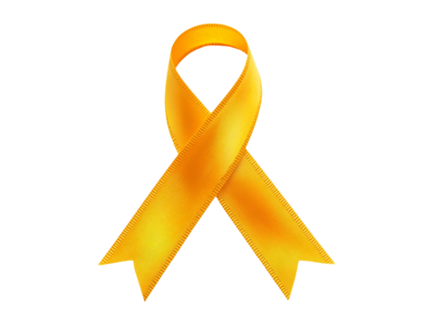 Yellow suicide prevention awareness ribbon isolated on transparent or white background - Powered by Adobe