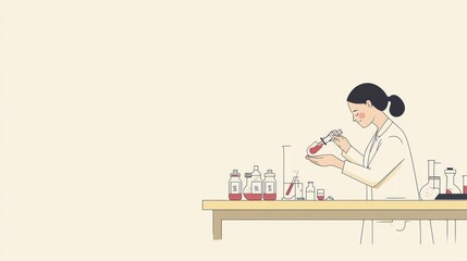 A scientist conducting experiments in a laboratory, analyzing liquids and solutions.