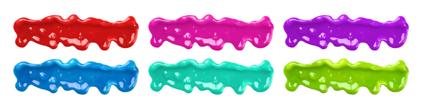 Collection set of colorful slimes isolated on transparent or white background