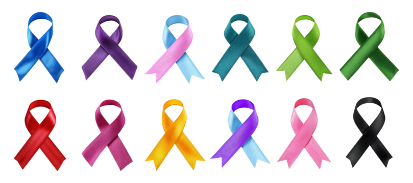 Collection set of awareness ribbons isolated on transparent or white background - Powered by Adobe