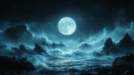 Fototapeta premium Mystical Moonlit Seascape