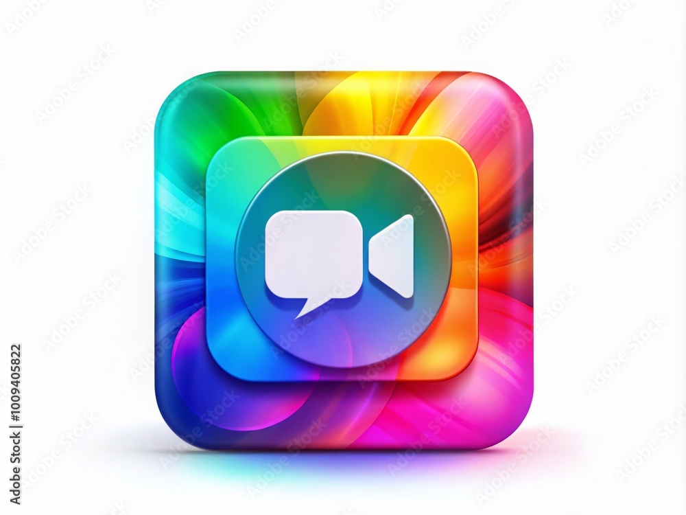 Poster modern video chat icon with abstract design for communication, technology, and social networking use