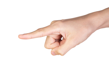 Female hand hand points to something with her index finger