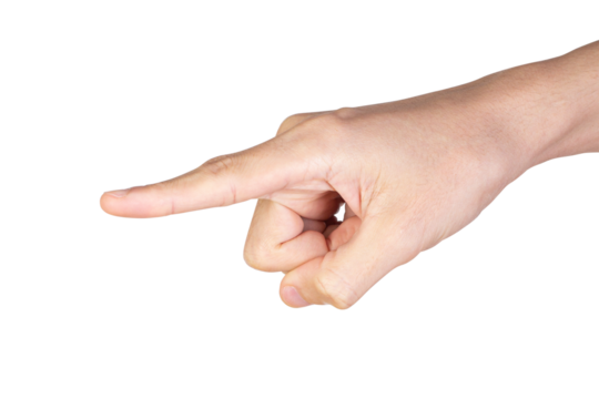 Female hand hand points to something with her index finger