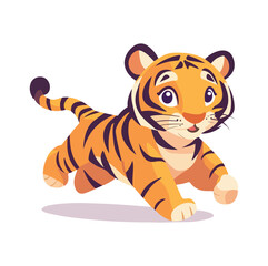 Cartoon Illustration of a Smiling Orange Tiger with Black Stripes