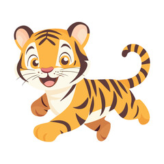 Cartoon Illustration of a Smiling Orange Tiger with Black Stripes