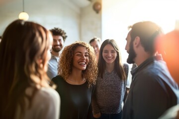 Obraz premium Business people are smiling and chatting person social bright.