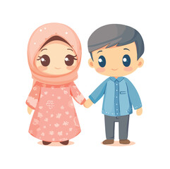 Cute Muslim child Flat illustration