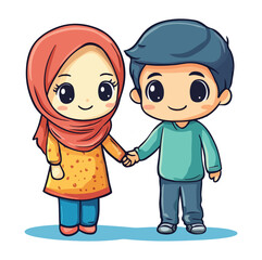 Cute Muslim child Flat illustration