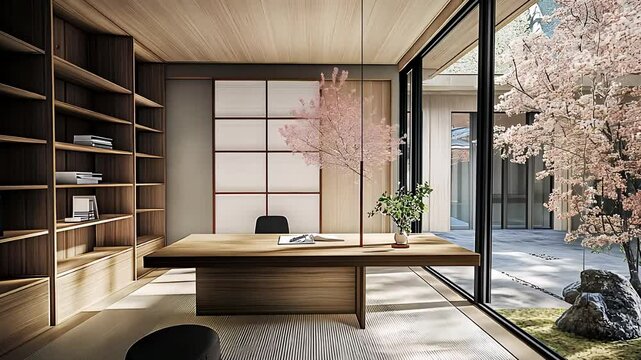 Minimalist Home Office with Garden View and Large Windows