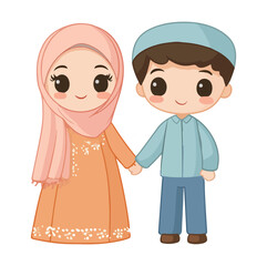 Cute Muslim child Flat illustration