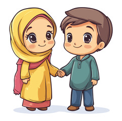 Cute Muslim child Flat illustration