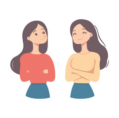 Happy young woman smiling flat illustration