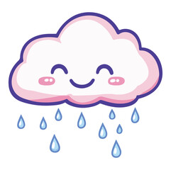 A cartoon cloud with a smile on its face Flat illustration