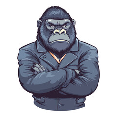 A monkey with a Suit flat illustration