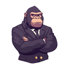A monkey with a Suit flat illustration