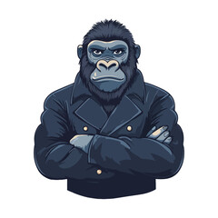 A monkey with a Suit flat illustration