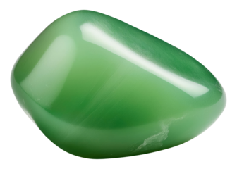 Green Aventurine Tumbled Stone Jade Isolated on Transparent Background.