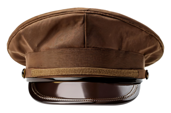 Brown Military Police Cap Isolated on Transparent Background.
