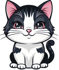An illustration of a cartoon cute cat a unique vector .