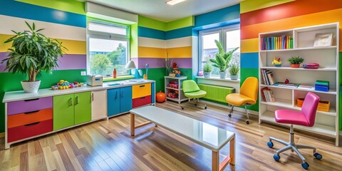 Pediatrician Office with Colorful Decor and Child-Friendly Equipment for Young Patients' Care