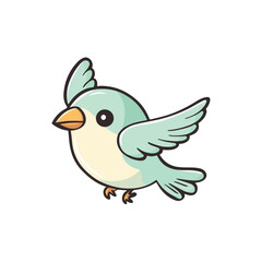 cute beautiful bird flying flat illustration