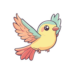 cute beautiful bird flying flat illustration