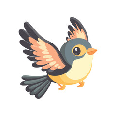 cute beautiful bird flying flat illustration