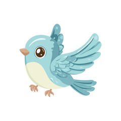 cute beautiful bird flying flat illustration