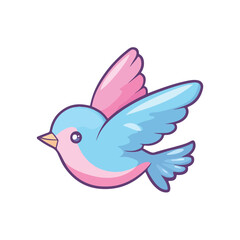 cute beautiful bird flying flat illustration