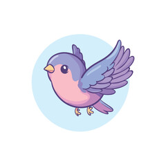 cute beautiful bird flying flat illustration