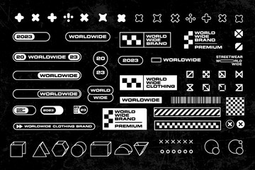 Fototapeta premium Futuristic streetwear element technology graphic vector design template
