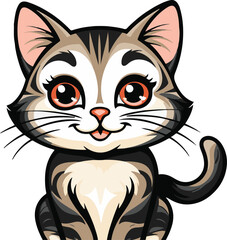 An illustration of a cartoon cute cat a unique vector .