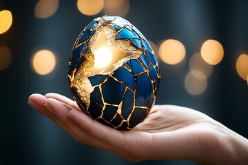 A person holding a broken object in their hand, gazing at it with acceptance and understanding, embodying stoicismâ€™s teaching to remain unmoved by lifeâ€™s losses