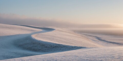 Rolling shoreline snowy frosty breathtaking through morning flying.