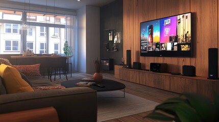 Cozy Living Room with Modern Entertainment System