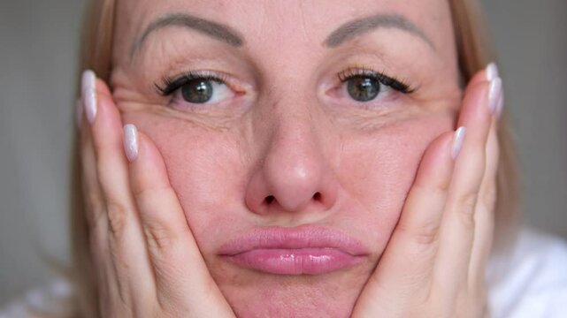 pout, make eyes beautiful adult woman fooling around and getting offended