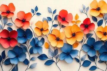 a vibrant pattern featuring spring and summer colors in a pastel palette dances across a light background evoking a sense of joy and warmth ideal for seasonal design and celebration