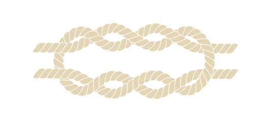 Sailor nautical knot. Nautical rope infinity sign. Tying the knot. Graphic design element. PNG isolated on transparent background and vector illustration