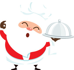 Chef Santa Claus with a serving tray