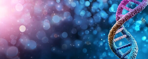 Abstract DNA double helix on a blue background.