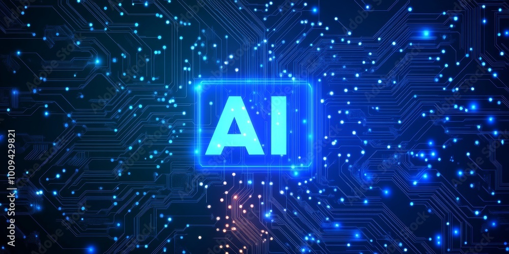 Aufkleber digital representation of ai technology with glowing circuits and connections.
