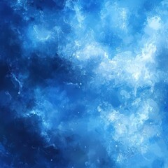 A blue painting with blue strokes and splatters, generative ai image