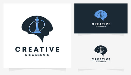 King Chess and Brain Logic logo design ideas. Creative vector illustration based icon template.