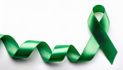 Lime Green ribbon-symbol raising awareness on Non-Hodgkin's Lymphoma, mental health. Studio Photo