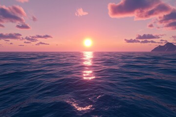 Fototapeta premium Sunset Over Ocean Waves.