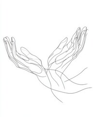 Obraz premium A continuous line drawing of two hands clapping, with a single fluid line forming the shape of the hands in motion, creating a minimalist and elegant design